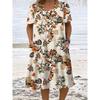 Women's Fashion Graceful Beautiful Simple Pattern Print Summer Spring Short Sleeve O-Neck Casual Dresses