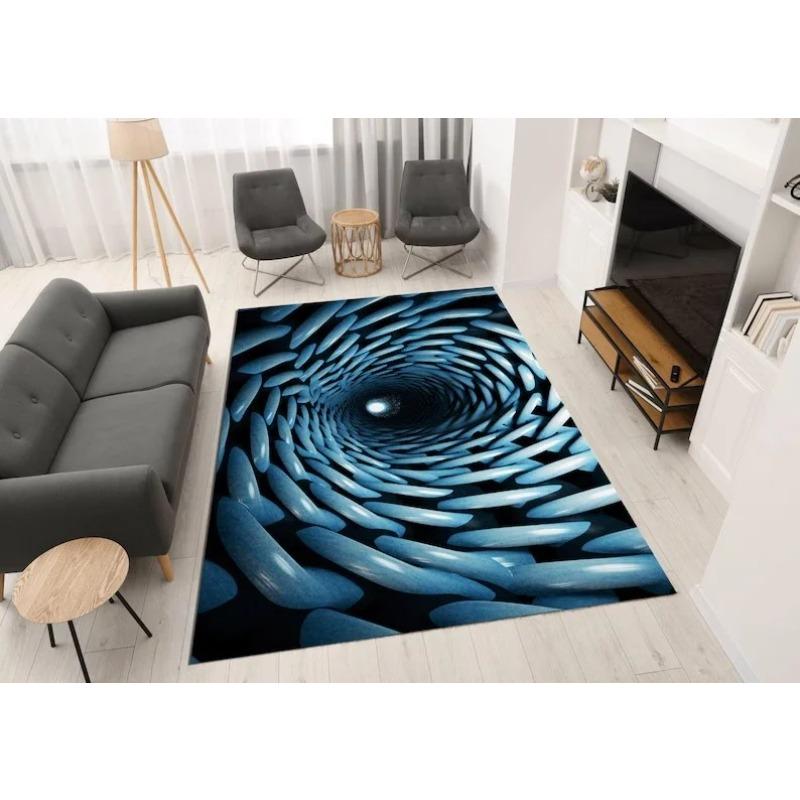 

3D Illusion Carpet Ring Pattern Living Room Rug Visual Extension Bedroom Living Room Entrance Covered with Large Carpet 40x60cm