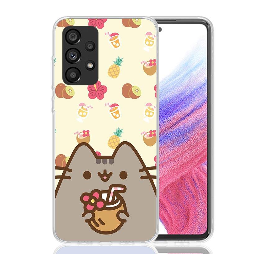 Cartoon P-Pusheen Cat Case Phone Cover for Samsung Galaxy A12 A22 A32 A42 A52 A72 A50S A51 A41 A31 A21S A40 A30S A20E A10 A70 A7