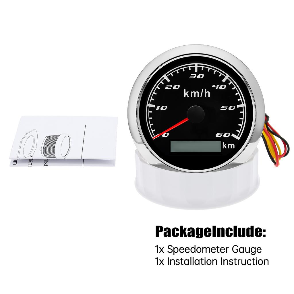Custom Universal 85mm GPS Speedometer Digital Gauge 30 60 120 200 KMH Odometer For Marine Boat Car ATV With GPS Antenna Red LED