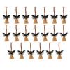 20pcs 14cm Halloween Witch Mini Broom Hanging Decoration with Bat Shaped Ornament for Party Home Office School Display