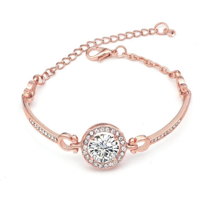 Rose Gold Zircon Bracelet: Eight Hearts & Arrows Design, Elegant Korean-Style Women's Jewelry