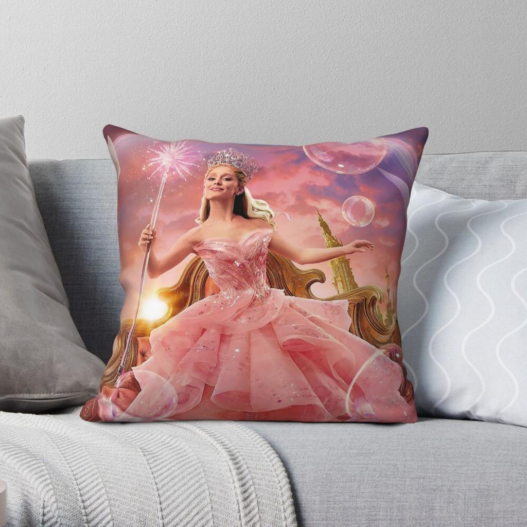 Wicked Movie Glinda Upland Square Pillowcase Polyester Linen Velvet Creative Zip Decor Throw Pillow Case Car Cushion Case