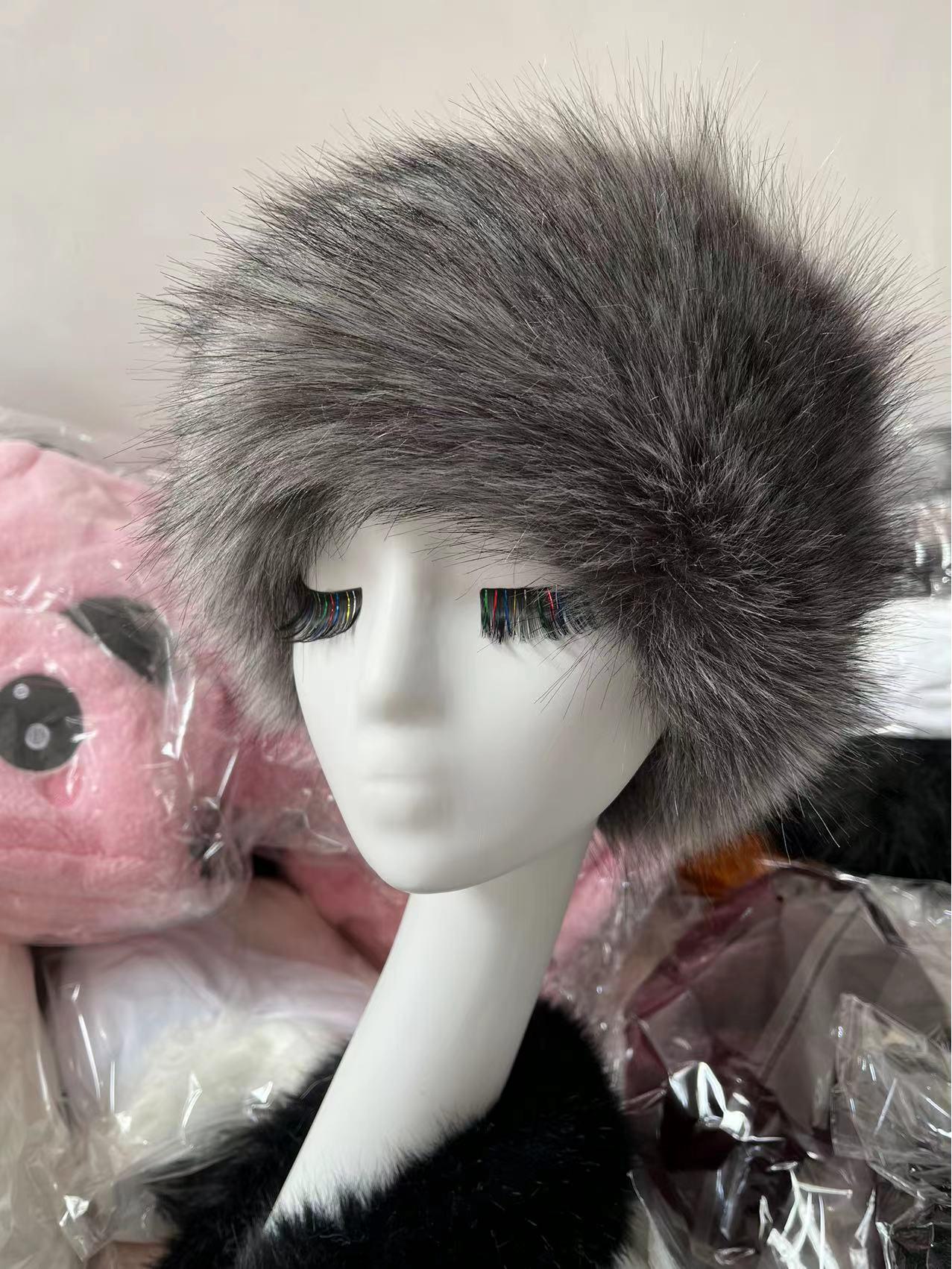 

Плюшева товста зимова шапка-купол – жіноча європейська, американська, субкультурна імітація норки Y2K. L (58-60cm) темно-сірий