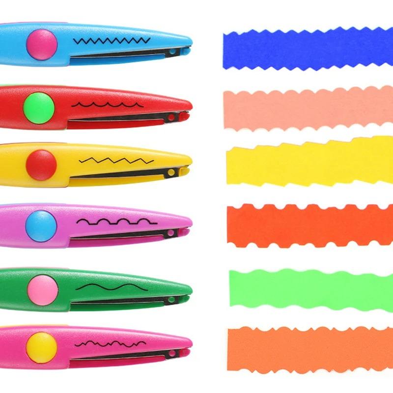 Safety Scissors Wavy Pattern Paper Cutter DIY Handmade Tools Paper Craft Cute Card Photo Scissors Kids Gifts Office Supplies
