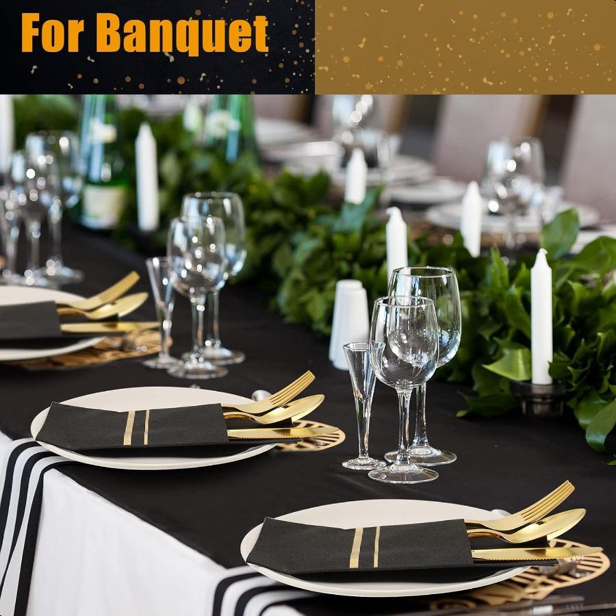 25 Set Plastic Silverware Sets with Napkins Plastic Cutlery Set for Guests Wrapped Disposable Silverware Set with Forks Knives