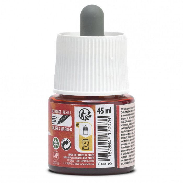 Encre Aquarelle - PEBEO - Colorex - 45 ml - Couleur Vermillon - Mixte
