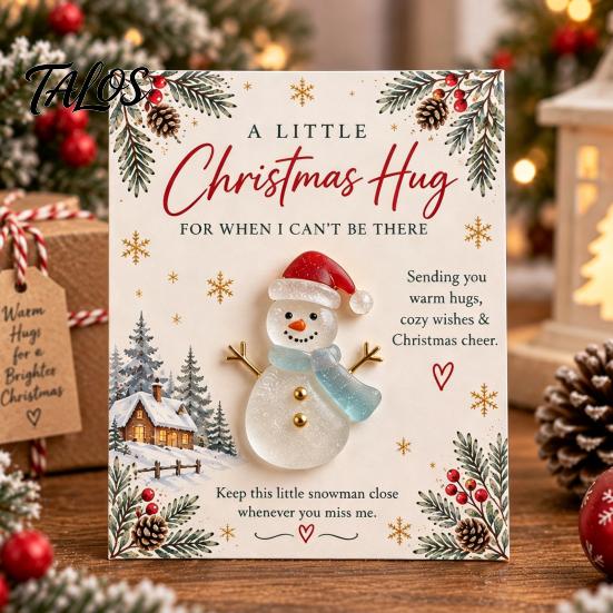 Thoughtful Little Gifts for Christmas Hug Pocket Card, Mini Festive Greeting Card Adorable Characters Decor with Envelope, Holiday Gift Tag