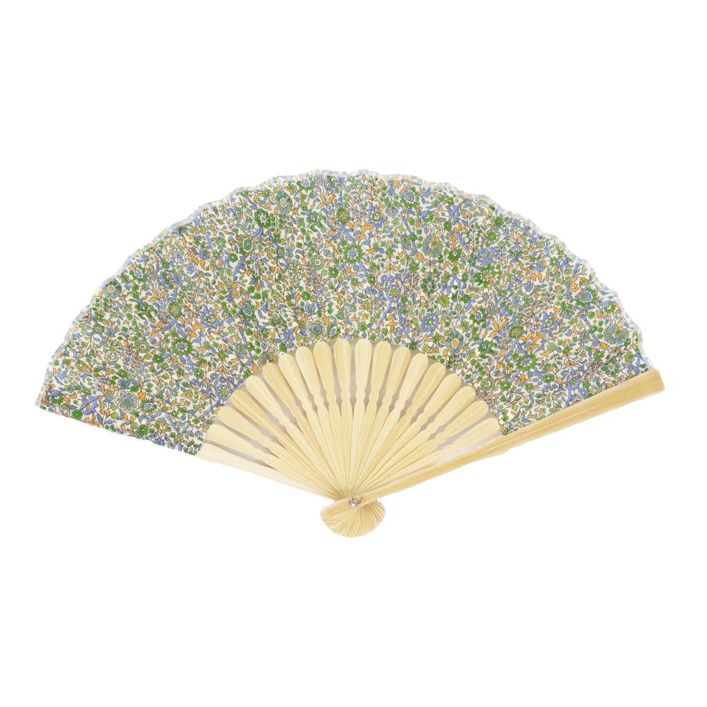 Onishi Ken Seihan Ripple Folding Floral Women's Fan, 20cm, Pattern, Green, N19-A01