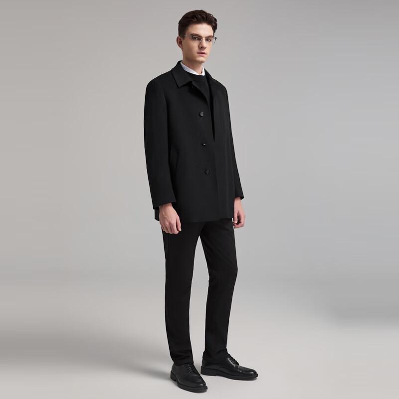 YOUNGOR Premium Men's Wool Cashmere Down Lined Overcoat