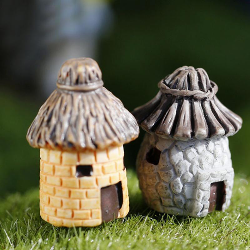 Kulatý výrazový dům Kreslený mini pryskyřičný dům DIY Mikro krajinný dům Ozdoby Květináč Zahradnická krajinná dekorace
