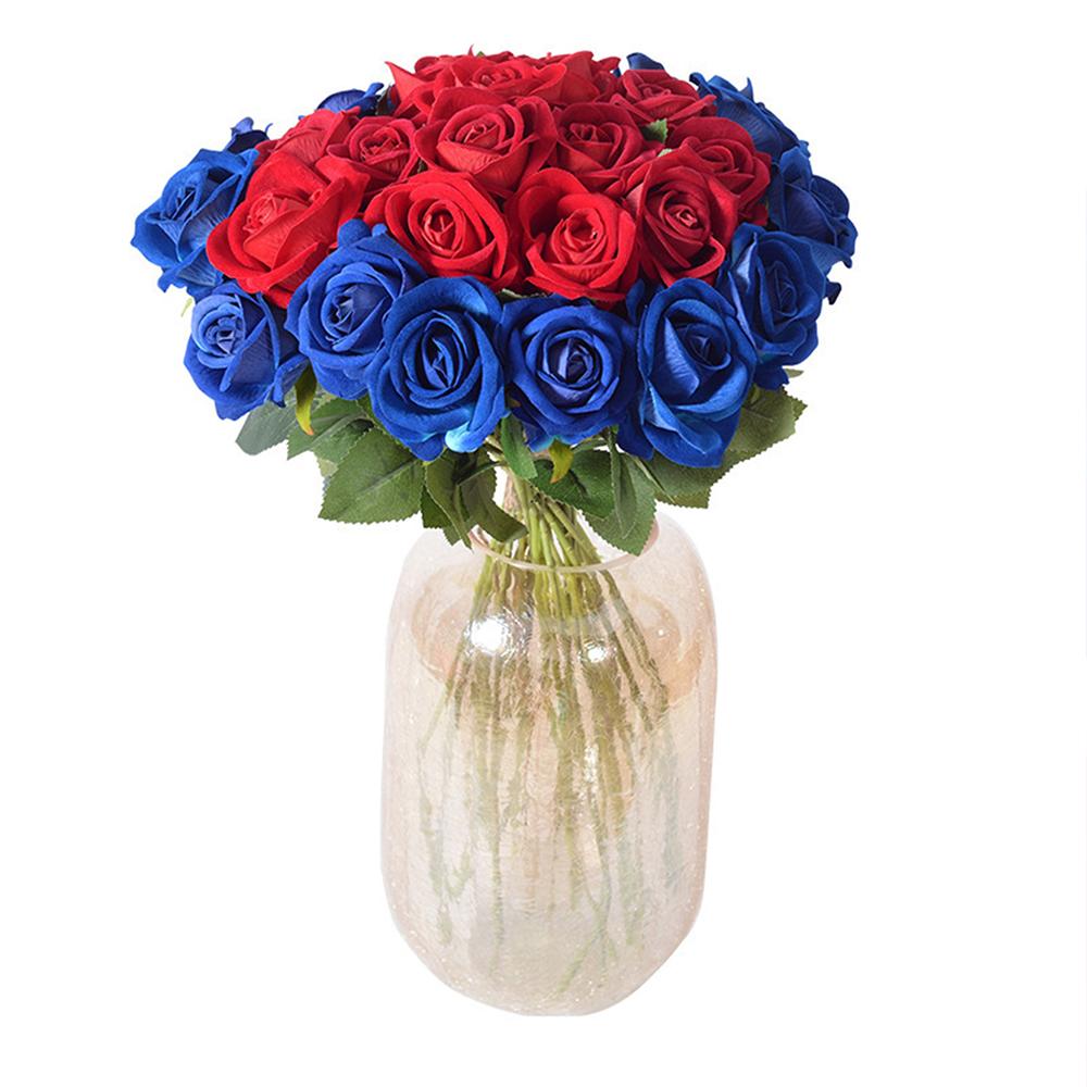 1/4/5Pcs Artificial Blue Rose Bridal Bouquet Realistic Velvet Faux Fake Rose Flowers for Wedding Bouquet Party Table Home Decor