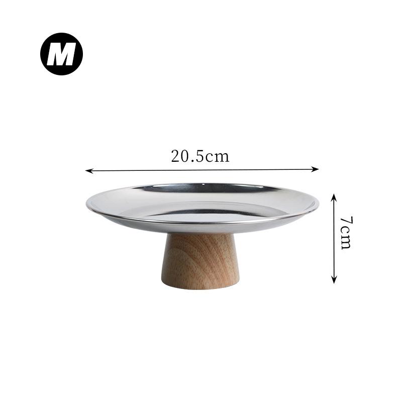 

Круглый поднос из цельного дерева Nordic Metal, подставка для фруктов, закусок, десертов, подставка для конфет, реквизит для фотосъемки Tr M