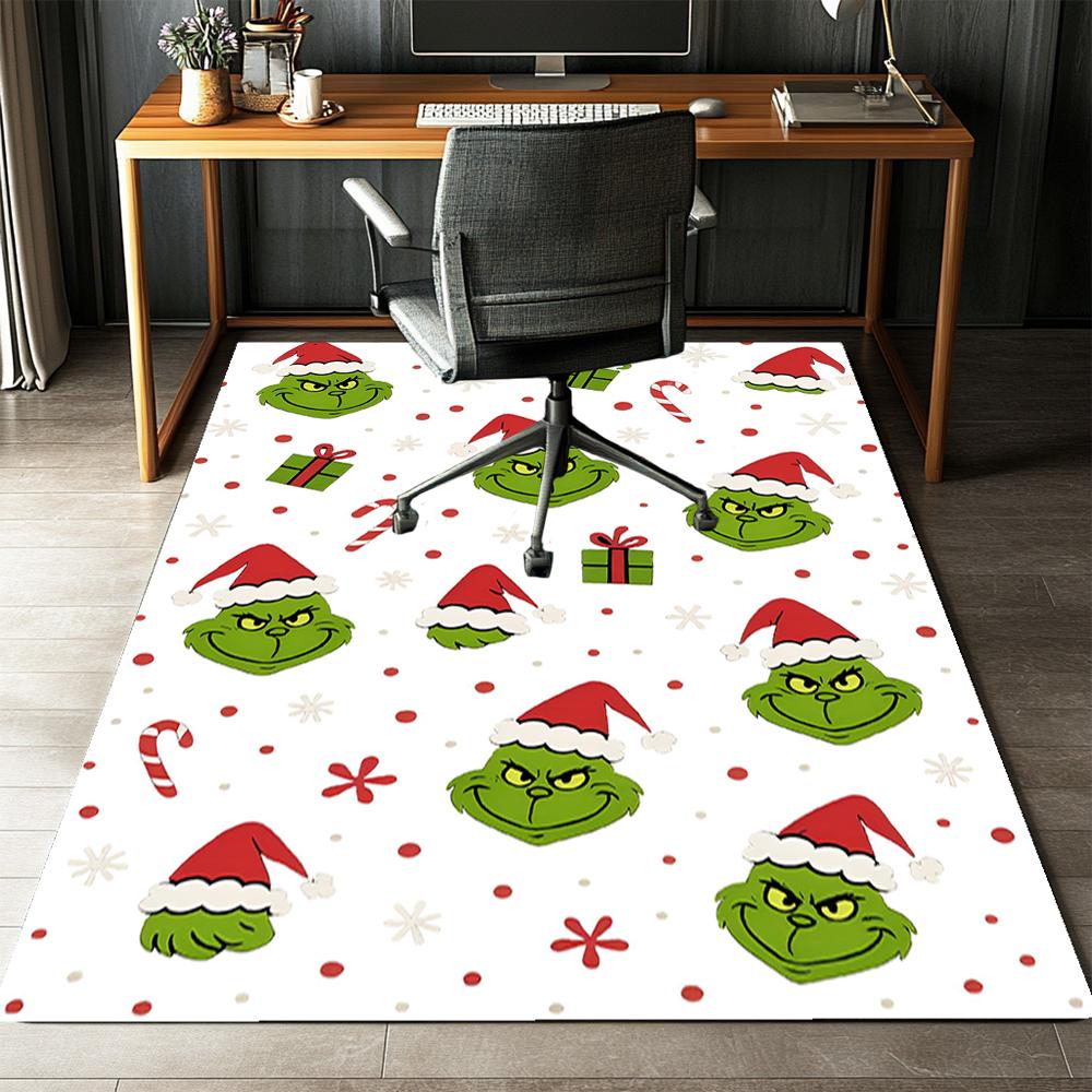 Grinch Printed Carpet Rug for Office Chair Living Room Bedroom Kitchen Room Decor Gifts
