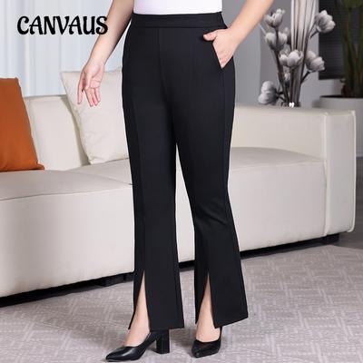 Plus Size Women's New Straight Leg High Waist Slim Casual All Open Flared Pants