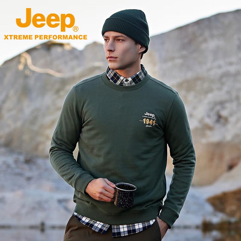 JEEP Unisex Pure Cotton Long-Sleeve Pullover Sweatshirt