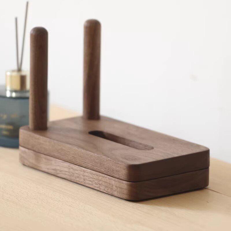 BRSolid Wood Desktop Tissue Box Home Living Room Storage Container Double-layer Storage Rack Napkin Holder Toilet Paper HolderEY