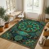 Golden Mandala Theme Soft Crystal Velvet Rug Custom Name & Text Print Non Slip Floor Rug for Bedroom Living Room