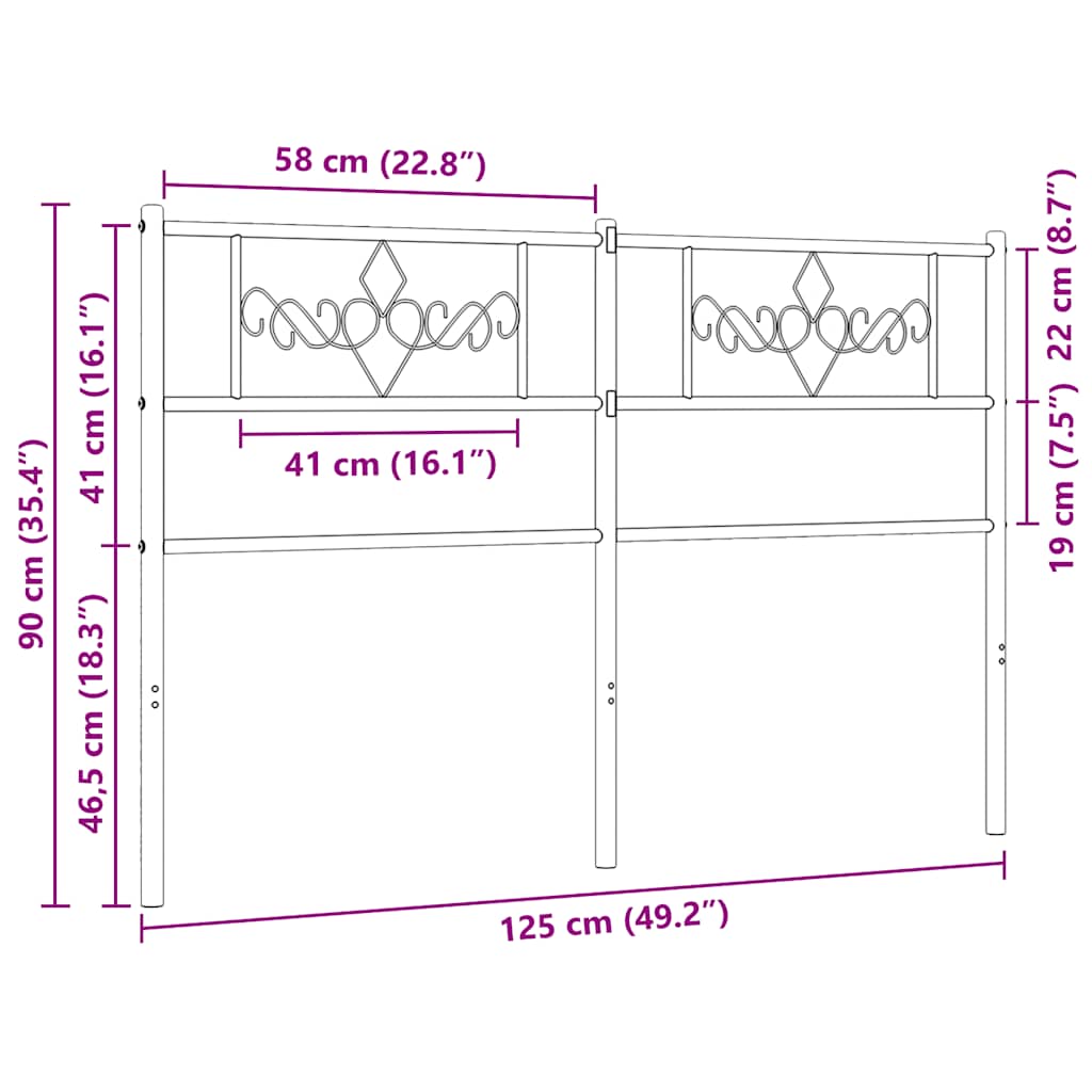 Replacement Headboard Metal White 120 Cm