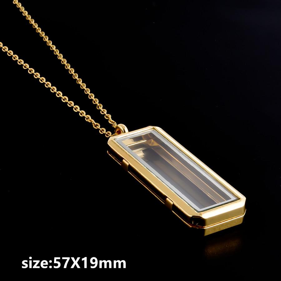 1pcs Alloy Pendant Magnet Locket Necklace Water Droplet Rectangle Heart Necklaces For Women Men DIY Photo Stainless Steel Chains