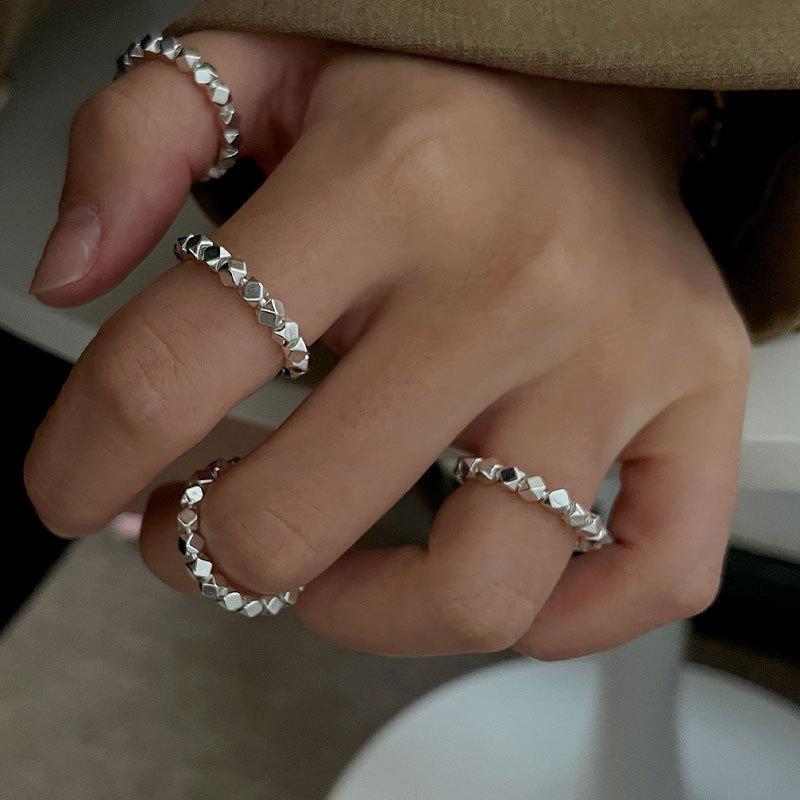 Stylish S925 Silver Ring With Geometric Shapes Perfect For Gifts And Special Events