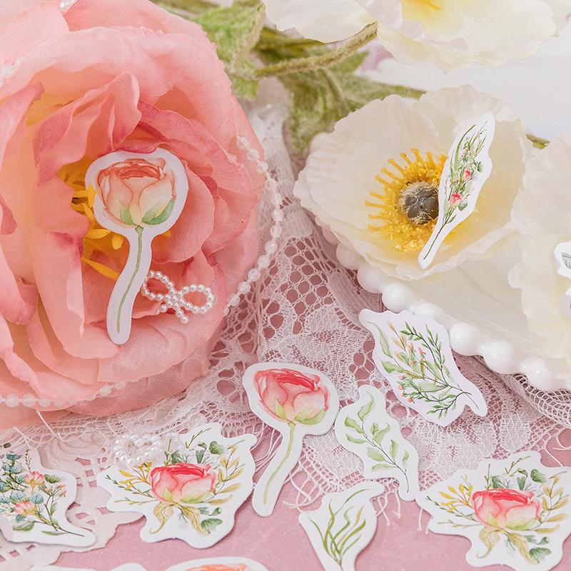 46 Pieces/box Flower Box Stickers Magazines Greeting Cards Decorative Materials Handmade DIY Collage Album Diary Decoration