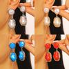 Retro Temperament Irregular Geometric Baroque Imitation Pearl Long Dangle Earrings for Women Trendy Statement Ear Jewelry Gift