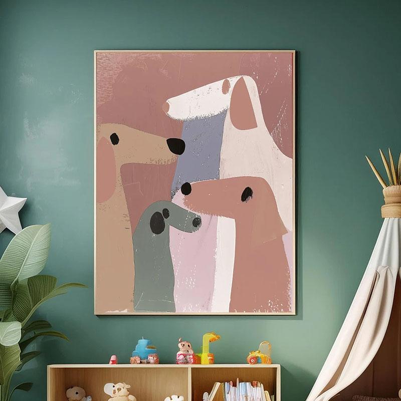 1pc Funny Lovely Dog Wall Art Print Retro Cute Dog Illustration Bathroom Living Room Bedroom Kitchen Decor
