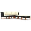 6 Piece Garden Lounge Set with Cushions Poly Rattan Black
