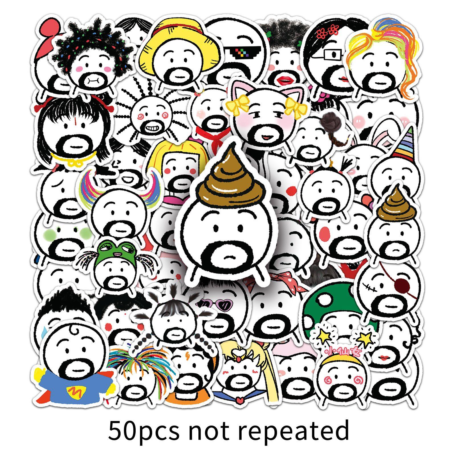 

50 Funny Graffiti Stickers Cartoon Emoticon Pack Hand Account Decoration Mobile Suitcase Water Cup Waterproof Stickers