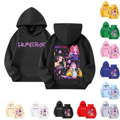 Detská ležérna mikina s okrúhlym výstrihom s potlačou, s dlhým rukávom a kapucňou