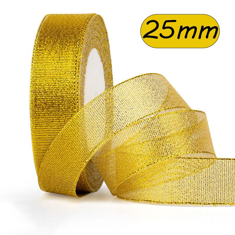 25Yards Natural Satin Ribbons Crafts Sewing Party Wedding Gold Ribbon Gift Wrap Bow DIY Organza Ribbon Christmas Home Decoration