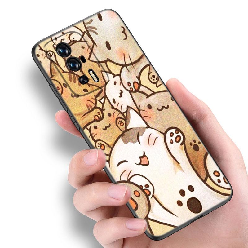 Cute Kawaii Cat Black Case For Xiaomi Redmi 11 Prime 11A 12C 13C A1 A2 Plus A3 12 4G 10 13R 5G 9A 10A 9C 10C 9i 12R Note 9T