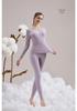 Women's Autumn Lambswool & Fleece Thermal Set: 460g Brushed Velvet Top & Bottoms for Cold Weather