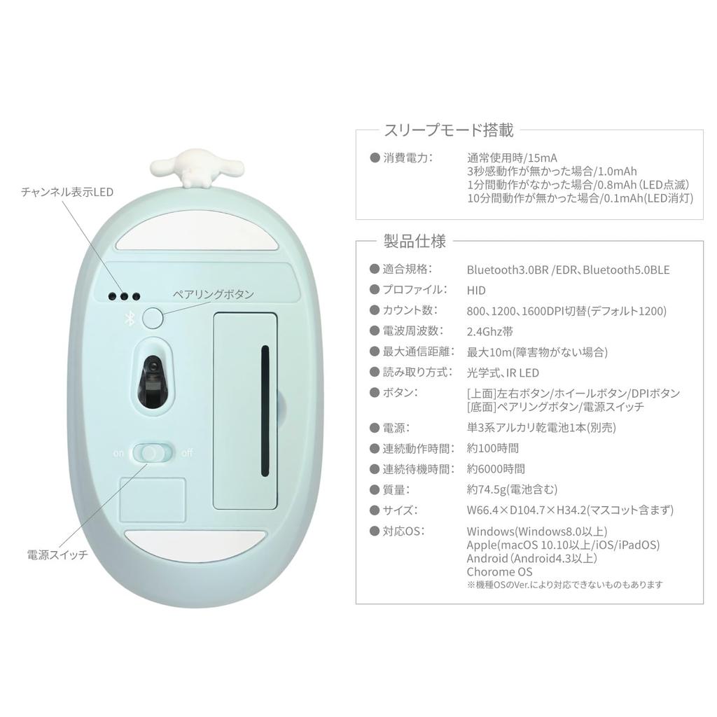 Gourmandise Sanrio Characters Bluetooth Mouse Cinnamoroll SANG-558CN