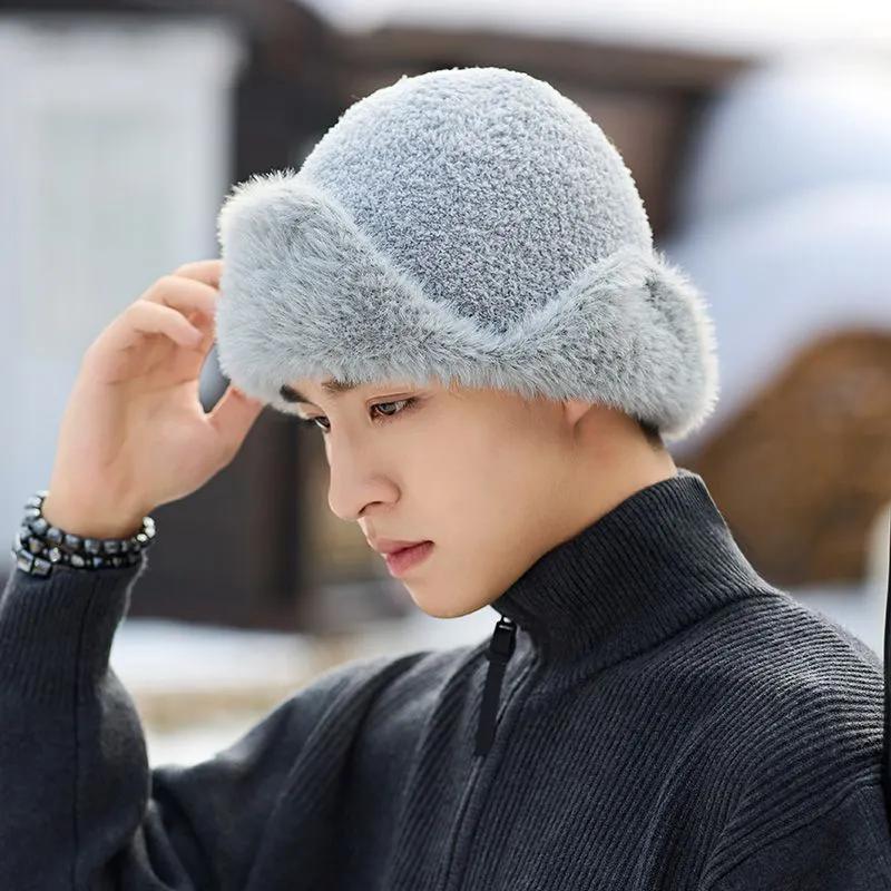 

WTEMPO Couple Windproof Cold-proof Warm Hats Cycling Skiing Hats Plush Faux Fur Ear Protection Men s Knitted Hats Autumn Winter Outdoor 1pc*one size светло-серый