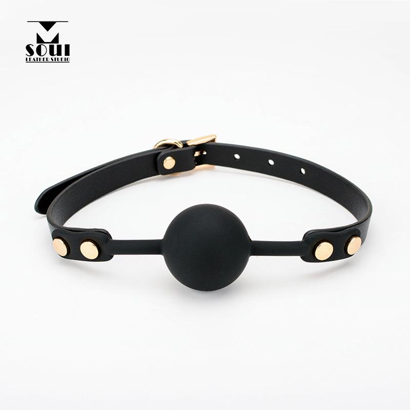 Men's Small Silicone Cowhide-Style Gag Ball with Breathable Hole for Deep Throat Comfort