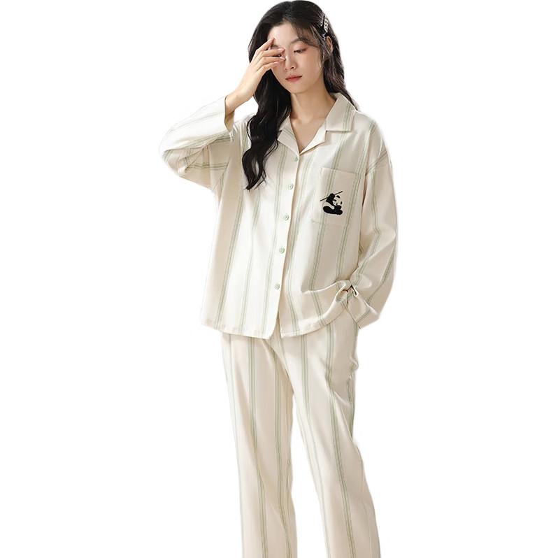 XUEXIMAN Women's Fresh Cotton Pajamas for All Seasons, Loose-Fitting Loungewear Set, Suitable for Outdoor Wear, Plus Size
