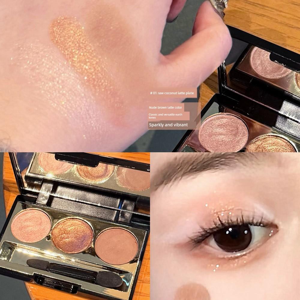 Mist Gradient Soft Veil Eyeshadow Palette Earth Tones Three-Color Matte Pearlescent Low Saturation Daily Versatile All-In-One Palette