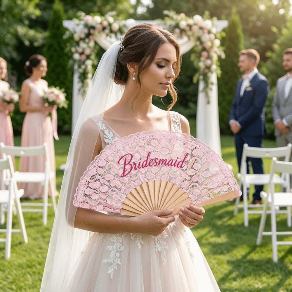 Fashion Exquisite Lace Bridal Fan Handheld Elegant Single Party Decoration Fan Retro Dance Fan Wedding Travel