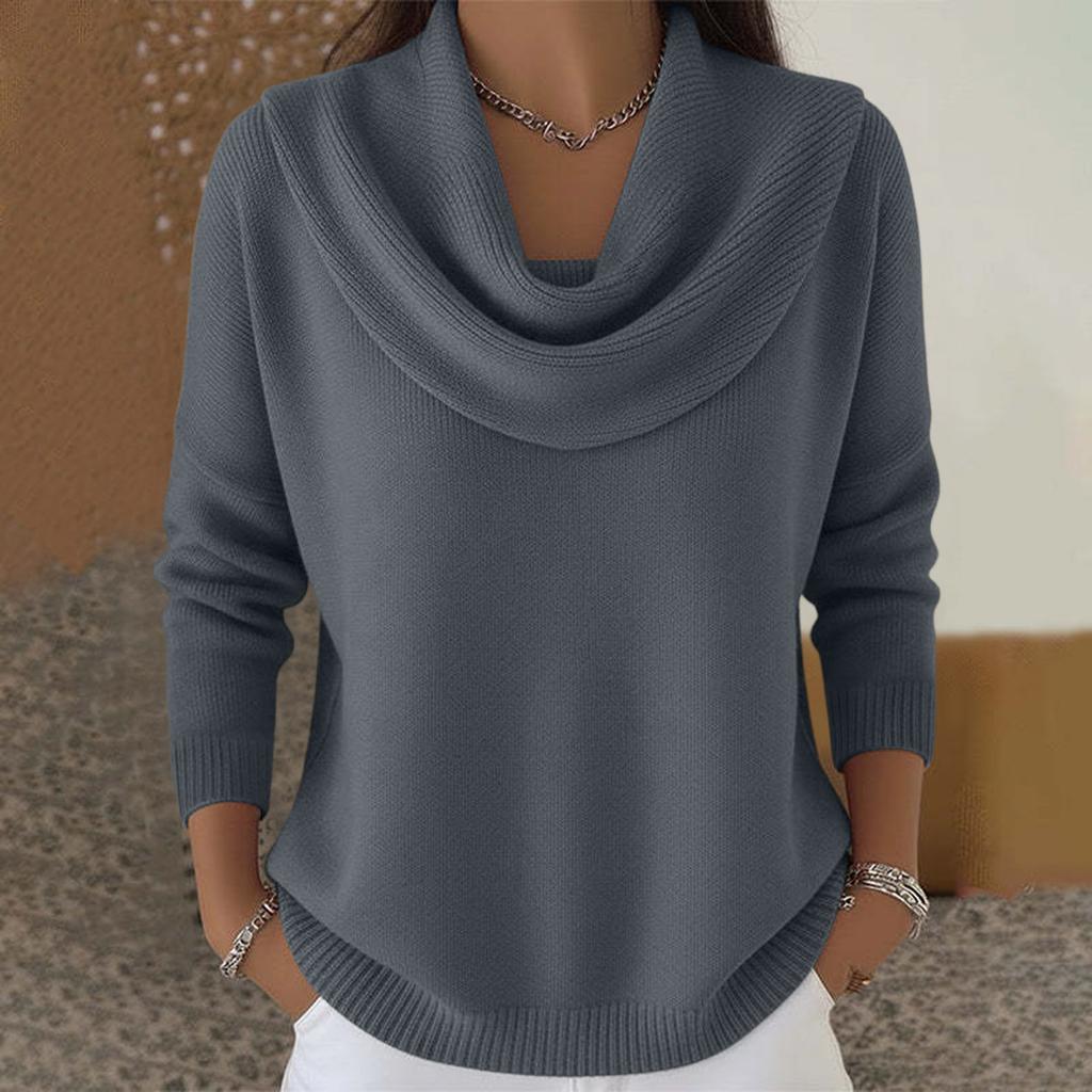 Women's Casual Long Sleeve Pullover Sweater Soft Knitwear with Cowl Neck for Everyday Wear Lightweight Comfortable Fit