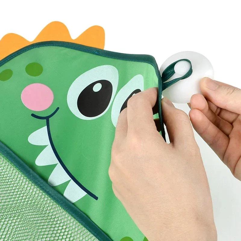 Dinosaur Bath Toy Storage Bag, Mesh Organizer With Strong Suction Cups, Hanging Bathtub Organizer For Kids Bathroom