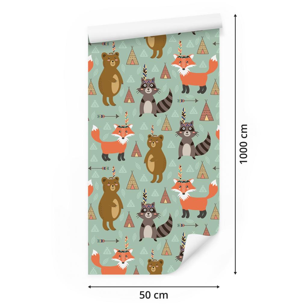 Fairytale Indian Foxes Wallpaper for Living Room and Bedroom 50x1000