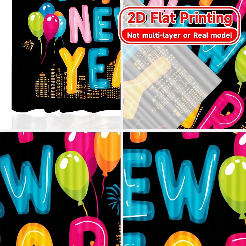 2D Flat Printing  2pcs Festive Celebration Chic Curtain Fabric Polyester Curtains Thermal Insulation   and Room Darkening