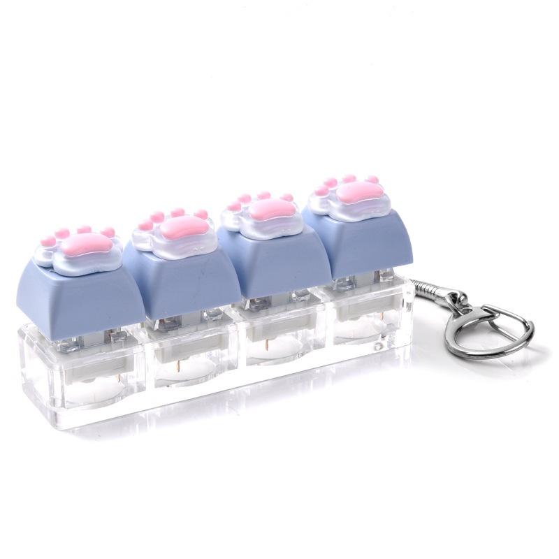 Adorable Cat Paw Stress Relief Keychain Soft Press Sensory Fidget Toy Portable for Office Worker Commute Anxiety Relief