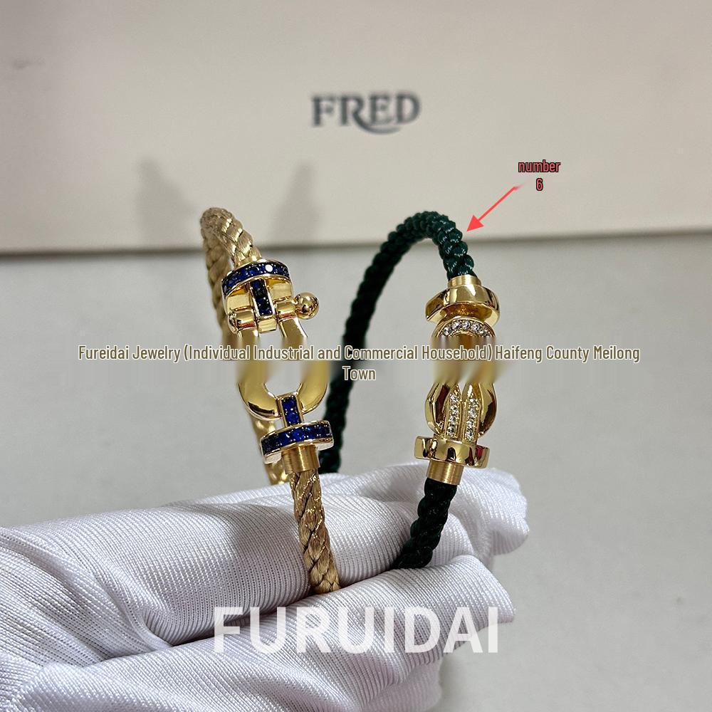 Fei Family Year of the Horse Diamond Horseshoe Buckle 8-Shaped Bracelet - Unisex, Versatile DIY Hand Rope for Couples