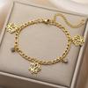 Lucktune Lotus Flower Charms Bracelets Stainless Steel Buddhism Gold Color Chain Bracelet for Women Fashion Boho Jewelry Gift