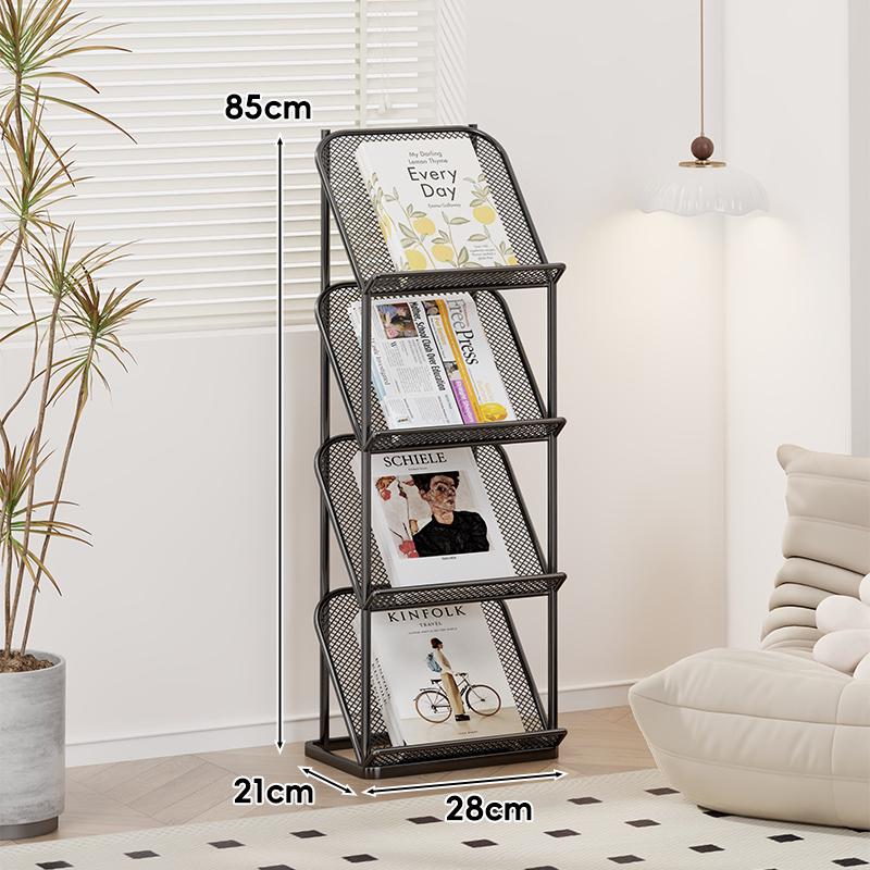 Floor-Standing Wrought Iron Magazine & Brochure Display Rack