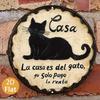 D Flat Pc Funny Spanish Cat Rent Sign This House Is Cat I Only Pay The Rent Metal Wall Plaque Vintage Iron X