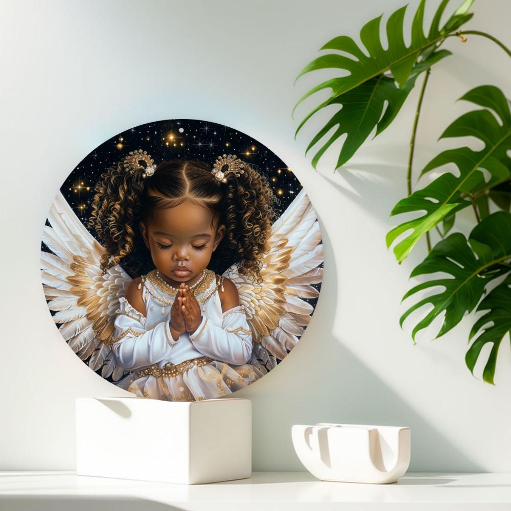 One Piece Angel Baby Rundes Aluminium-Wandschild - Klassischer Stil, Mehrzweck-Dekoplatte 8x8 Zoll - Wetterbeständig